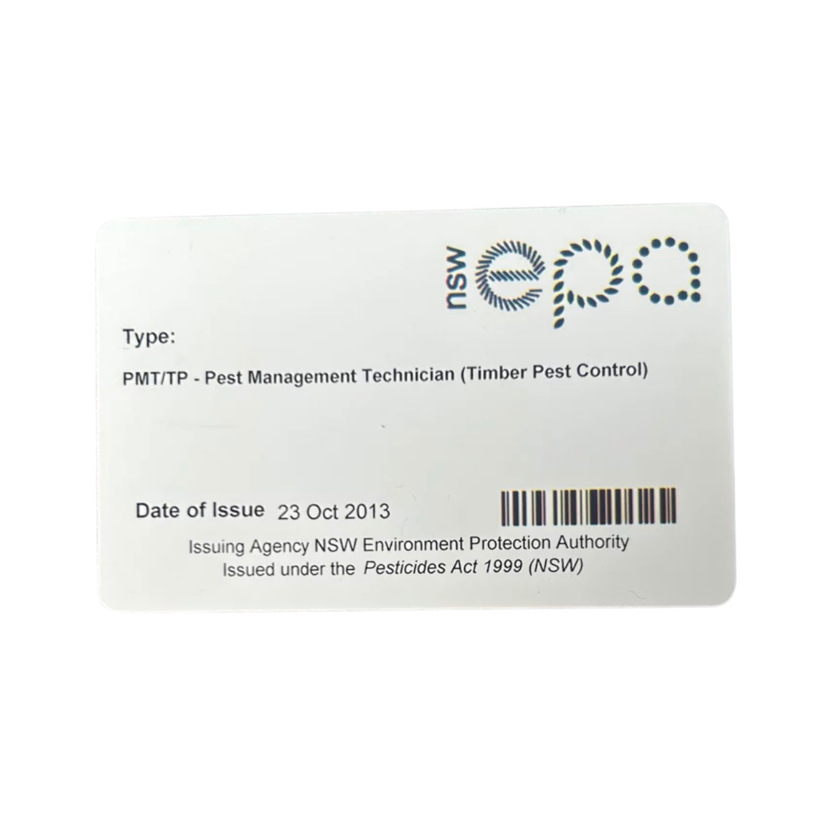Timber Pest Control Licence (NSW EPA)