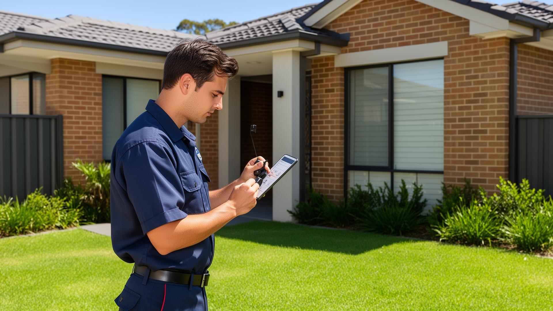 Pest control technician inspecting an Australian home